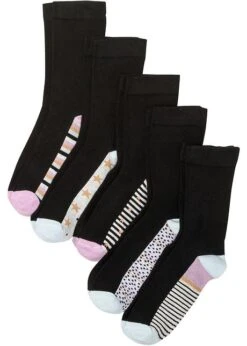 Lot De 5 Paires De Chaussettes Bord Non Comprimant Avec Coton