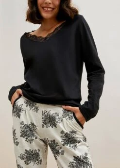 Pyjama à Dentelle Avec Poches Latérales -Sous-Vêtements Tendance 23117265 bUkN4aRd